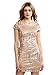 ROMWE Women's Cap Sleeve Open Back Trimmed Sequined Bodycon Dress Rose Gold M