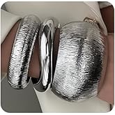 SAMOCO 3Pcs Chunky Gold Bangle Bracelets for Women Trendy Wide Wrist Cuff Bracelets Stack Statement Bangle Fashion Gifts