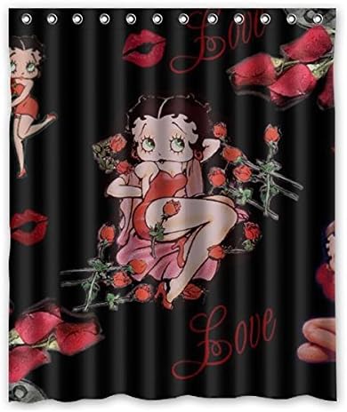 Custom Cute Betty Boop Waterproof Polyester Shower Curtain Rings Hooks 152cm x 183cm