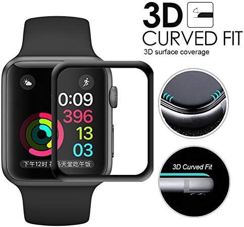 Apple iWatch Screen Protector 44/42/40/38mm(2018), for iWatch 44mm Tempered Glass Screen Protector, 3D Full Coverage, HD Anti-Bubble, Anti-Scratch for Apple iWatch Series 4/3/2/1 (42mm (Serial 1-3))