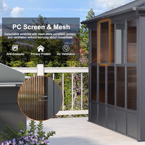 PURPLE LEAF 12' x 24' 4 Season Screened Gazebo with Solarium, Grey Aluminum Frame image 33