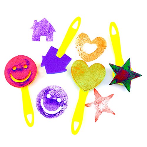 Kids Art & Craft 47 Pieces Sponge Painting Brushes Kids Painting Kits Early DIY Learning include Foam Brushes,Art Craftssponge brush, flower pattern brush, Brush set and 26 English letters