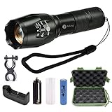 Ssking Tactical LED Flashlight, 5 Modes Zoomable Adjustable Focus Water Resistant for Hiking, Camping, Emergency