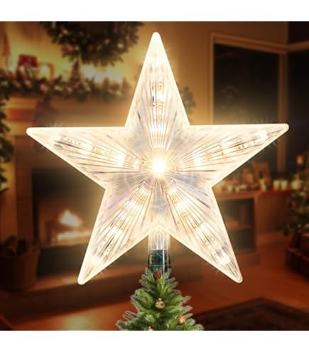Amazon.com: XMASLAND 8.7 Inch Glitter Silver Star Tree Topper