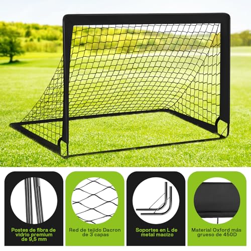 MIAOKE - Portería de Fútbol para Patio Trasero, 2 Porterías de Fútbol Portátiles de 4 x 3 Pies, Equipo de Entrenamiento con Pelota, 10 Conos, Bolsa de Transporte