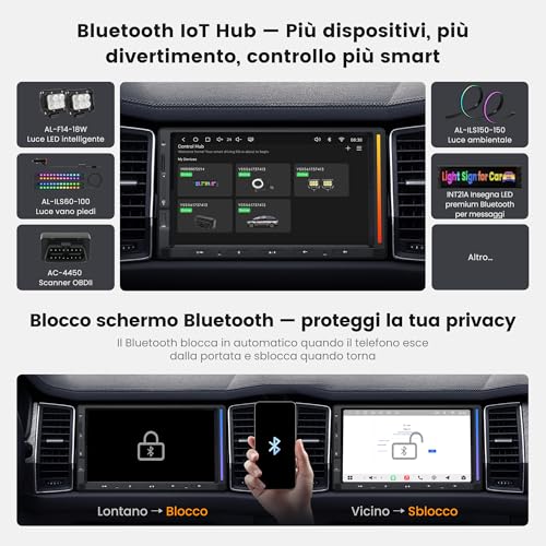 ATOTOZONE S8 Gen4 7 pollici Android Autoradio 2DIN 4G LTE Integrato | CarPlay Wireless e Android Auto, Octa-Core 4G+64G, QLED Schermo Touch, Navigatore GPS, DSP, Tethering via WiFi/BT/USB, FM/RDS