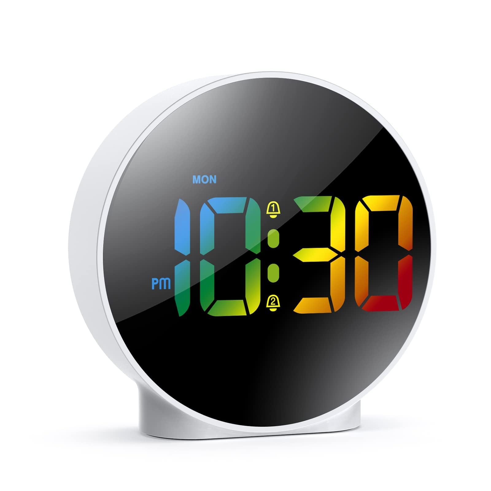 Ankilo NEWEST Digital Alarm Clock, LED Electronic Clock with 2 Alarms, Snooze, Dimmable Alarm Days Set 12/24H Display