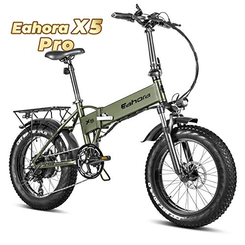 eAhora X5 Pro 500W Fat Tire Folding Electric Bike for Adults Dual Disc