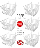 Only Garment Racks Deep Wire Storage Baskets For Gridwall, Slatwall and Pegboard - White Finish - Dimensions: 12