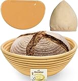 9 Inch Bread Banneton Proofing Basket - Baking Bowl Dough Gifts for Bakers Proving Baskets for Sourdough Lame Bread Slashing Scraper Tool Starter Jar Proofing Box
