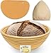 9 Inch Bread Banneton Proofing Basket - Baking Bowl Dough Gifts for Bakers Proving Baskets for Sourdough Lame Bread Slashing Scraper Tool Starter Jar Proofing Box