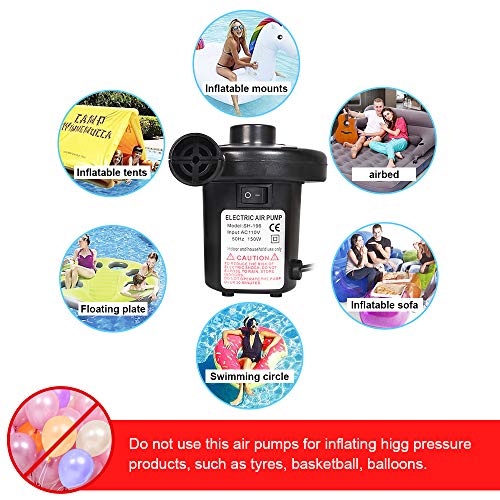 sanipoe Electric Inflatable/Deflated Air Pump, Quick-Fill Inflator Pump for Blow Up Pool Toys Air Mattress Rafts Floats - Thumbnail 6