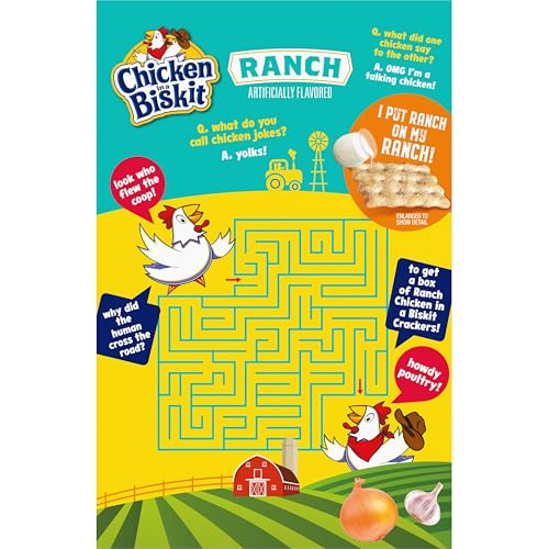 CHICKEN IN A BISKIT RANCH BAKED SNACK CRACKERS, BULK LUNCH SNACKS, 6-7.5 OZ BOXES