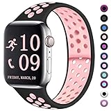 Zekapu Compatible with Watch Band 40mm 38mm, for Women Men, S/M, Breathable Silicone Sport Replacement Wrist Band Compatible for iWatch Series 5/4/3/2/1,Black-Pink