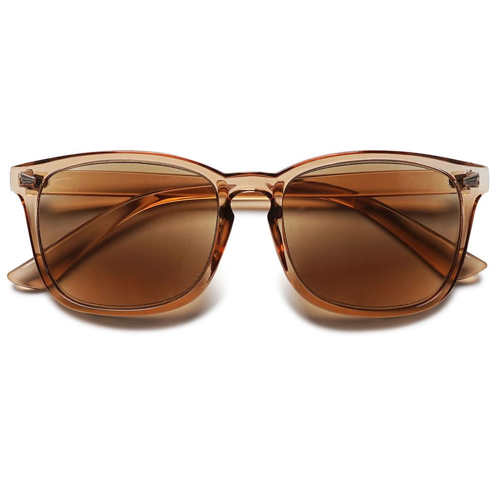 MAGIMODAC Womens Mens Reading Glasses Sunglasses Readers UV400 Protection Transparent Brown 1.5+