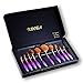 KOOBA 12 Pcs Oval Makeup Brushes Set 10 Pieces Gradational Color Brushes with Free Stand Holder and Silica Glove Clean Tool, Professional Design, Full Gift Box Set