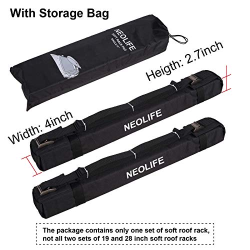 WONITAGO Soft Roof Rack Pads with Single WrapRax Straps and Storage