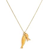 GREICHFAN Gold Fish Pendant Necklace Beach Charm Necklaces for Women Dainty Boho Summer Jewelry