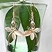 Navachi 18k Gold Plated White Crystal Created-Opal Dragonfly Dangle Earrings