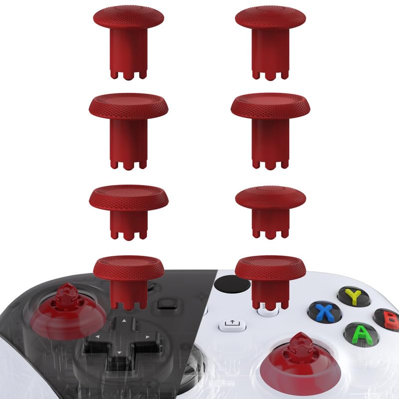 eXtremeRate ThumbsGear V3 Interchangeable Thumbsticks for Xbox Series X/S, 4 Height Adjustable Convex and Concave Grip Joysticks for Xbox One S/X/Elite, for Nintendo Switch Pro - Carmine Red