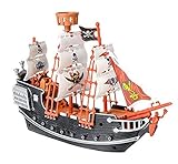 Neliblu Pirate Raiders Ship for Kids - Black and Red Pirate Toy Ship