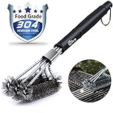 BBQ Grill Brush Cleaning Brush with Long Handle,Bristle Free and 100% Rust Resistant 18/8 Stainless Steel, Safe for Porcelain, Ceramic, Steel, Iron