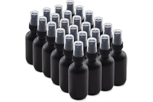 The Bottle Depot - 24 Pack - 2 oz Glass Spray Bottle - Black Frosted - 20-400 Neck Finish - Boston Round Bottles - UV Rays Protection