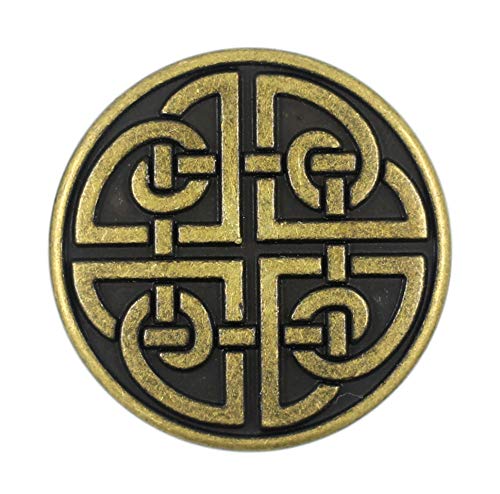 Bezelry 10 Pieces Celtic Shield Knot Metal Shank Buttons. 25mm (1 inch) (Antique Brass)