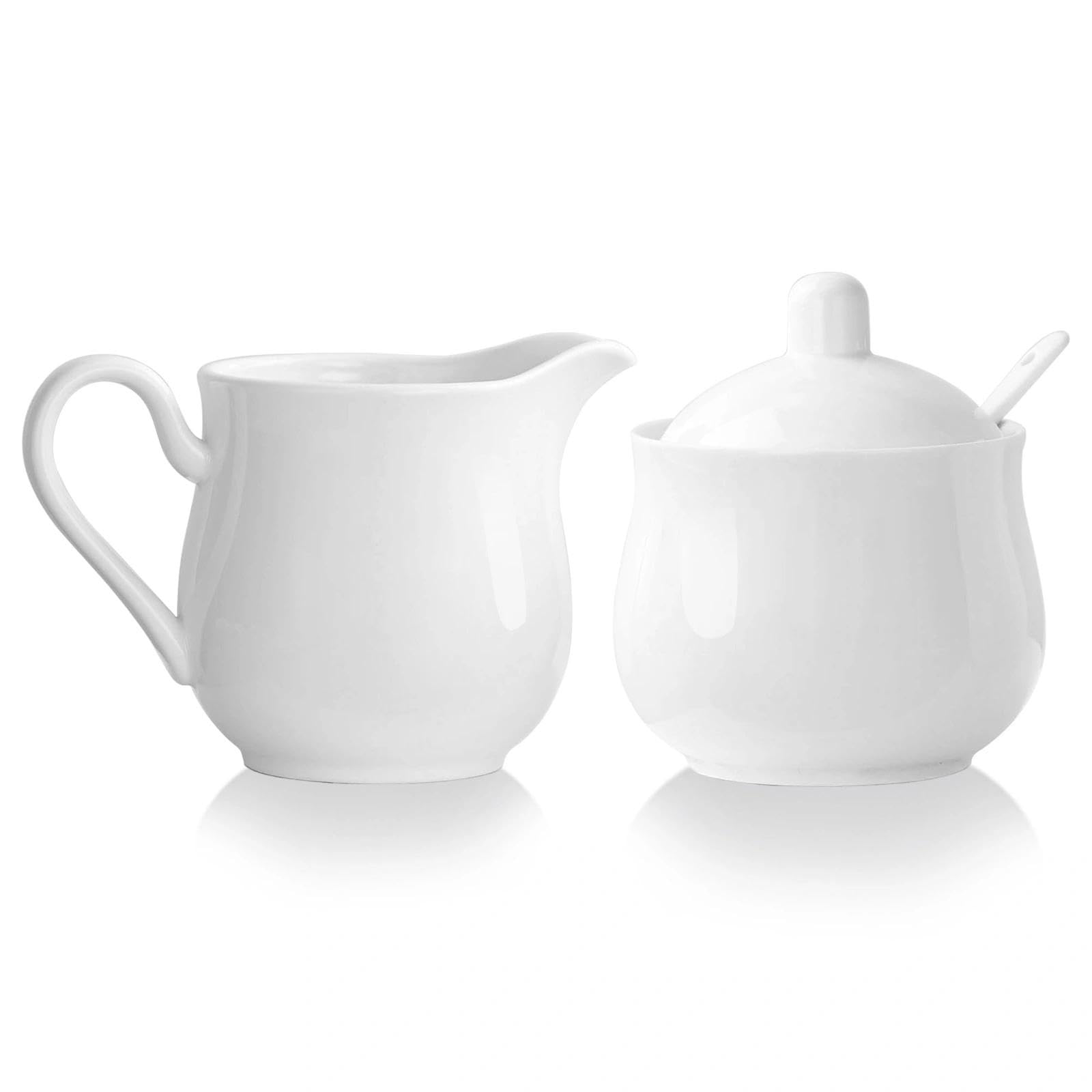 Photo 1 of **ONLY ONE**
CHILDIKE 12 OZ Ceramic Sugar and Creamer Set, Coffee Serving Set, 3 Piece Cream Pitcher Sugar Bowl with Lid and Spoon (White)