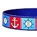 Blueberry Pet Essentials 5 Patterns Classy Bon Voyage Nautical Ocean Harbor Designer Adjustable Dog Collar, Medium, Neck 14.5