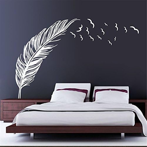 HongXander Waterproof Wall Sticker Bedroom Home Decal Mural Art Decor Birds Feather (White)