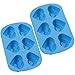 Chefaith 2 Pcs 6-Cup Silicone Muffin / Cupcake Baking Pan [Heart-Shaped Baking Cups] - Non-Stick, Heat Resistant (Up to 480°F) Mini Cake Baking Mold / Tray, Food Grade Reusable Bakeware, Blue