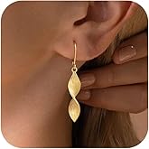 Robaice Gold Dangle Earrings for Women, 14K Gold Plated Lightweight Hypoallergenic Teardrop Drop Earrings, Trendy Leverback Minimalist Jewelry for Sensitive Ears Vacation Wear, 7-Styles