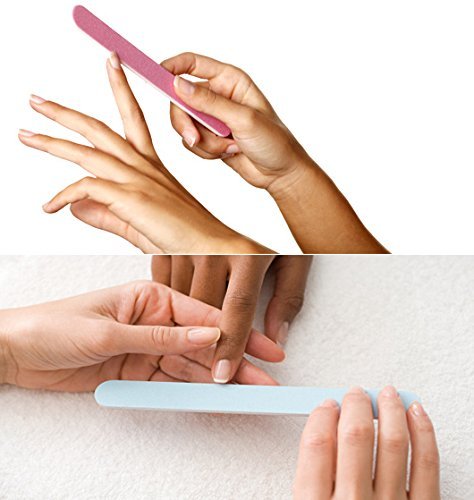 NIPOO 10 PCS Double Sided Nail Files - Colorful Straight Emery Board Cosmetic Manicure Pedicure, 100 180 Grit (Random Color)