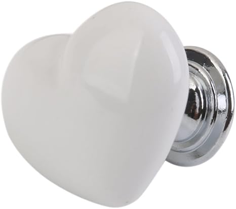 Heart Shaped Door Drawer Bin Handle Pull Knob Hardware White S