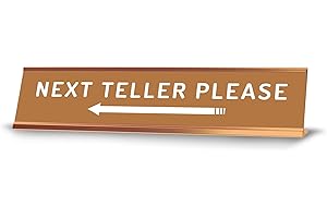 Next Teller Please (Left Arrow) 2 x 10" Desk Sign | Office & Shops