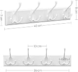 SONGMICS Wall Mounted Coat Rack with 4 Tri-Hooks White LHR30WT view 5