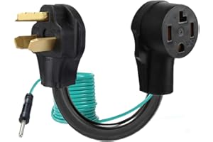 Eversimpleinc 4 to 3 Prong Dryer Adapter with Green Ground Wire - Connects New Dryer to Old Receptacle, 10-30P to 14-30R