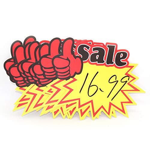 Omitfu Big 9.8 Inch x 7.5 Inch Price Tag Starburst Retail Sales Sign Tags Blank 40 Pcs Cards