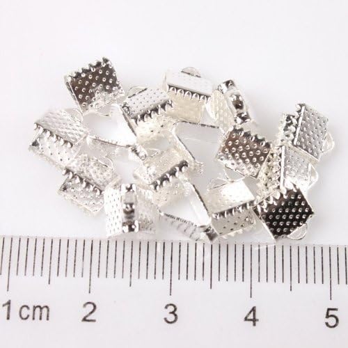 Textured Silvery Ribbon Bracelet Bookmark Pinch Crimp Clamp End Findings Cord Ends (250) 6mm