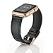 CINORS Leather Band Compatible/Replacement for Apple Watch 38mm 40mm Genuine Leather Black Bands Replacement Loop Strap with Rose Gold Buckle for iWatch Series 6 5 SE 4 3 2 1