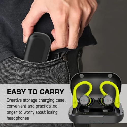 Fone De Ouvido Natação Bluetooth Sem Fio Prova Dágua Tws Fones De Ouvido Intra Auriculares Graves Potentes Adequado Para Usar Durante O Exercício (Verde)
