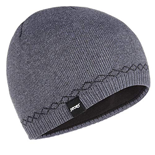 OMECHY Mens Watch Hat Winter Warm Knitting Hats Plain Cuffed Toboggan Beanie Skull Cap Grey