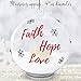 Faith Hope and Love Ornament - Hanging Glass Ball Christmas Ornament with LED Votive Candle and Glitter Inside - Hand Pained Snowflakes - Glass Christmas Ornament