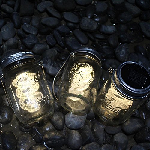 4-Pack Solar-powered Mason Jar 3D Illusion Light Bulb (Mason Jar/Handle Included), Jar Hanging Light,Garden Outdoor Solar / Hanging Lantern,Decor Solar Light,Table Light,Patio Path Light,Warm White - Thumbnail 2