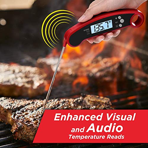 Kizen Instapen Pro Instant Read Meat Thermometer - Best Waterproof Thermometer with Talking Function, Backlight & Calibration. Digital Food Thermometer for Kitchen, Outdoor Cooking, BBQ, and Grill!