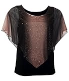 eVogues Plus Size Glitter Layered Look Poncho Top Brown