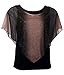 eVogues Plus Size Glitter Layered Look Poncho Top Brown