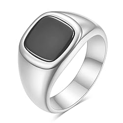 MYNENEY 14K Gold/Silver/Black Plated Square Signet