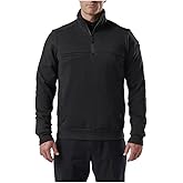 5.11 Tactical Men's Job Shirt 1/4 Zip 2.0 – Water-Resistant Fleece, 100% Cotton, Style 72534ABR, Black, Medium Tall